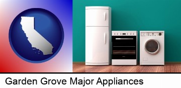 major appliances on a hardwood floor in Garden Grove, CA