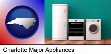 major appliances on a hardwood floor in Charlotte, NC