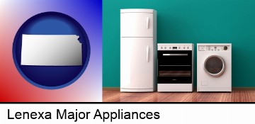 major appliances on a hardwood floor in Lenexa, KS