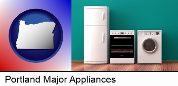 major appliances on a hardwood floor in Portland, OR