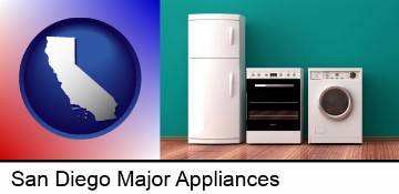 major appliances on a hardwood floor in San Diego, CA