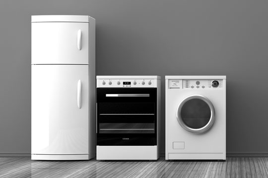 major appliances on a hardwood floor